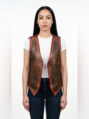 VINTAGE Y2K LEATHER VEST WITH LACE-UP SIDES WOMAN